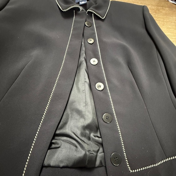 Ann Taylor Petites Women's Button Front Jacket, Navy Rope Piping, Sz 4P Vintage - Picture 3 of 13